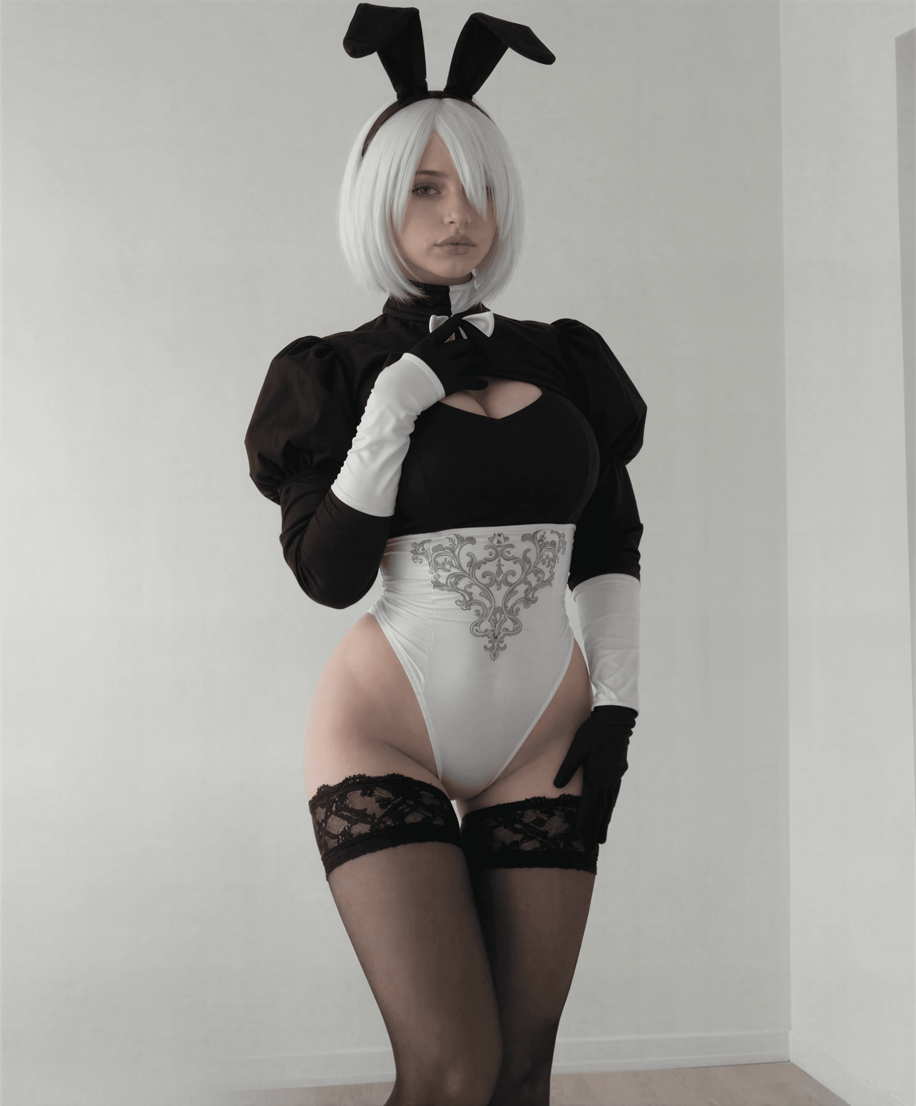 Hopping into the weekend as 2B with a bunny twist! Who knew androids could be this playful? 🐰💕 #Cosplay #NieR #NatalieBrooks