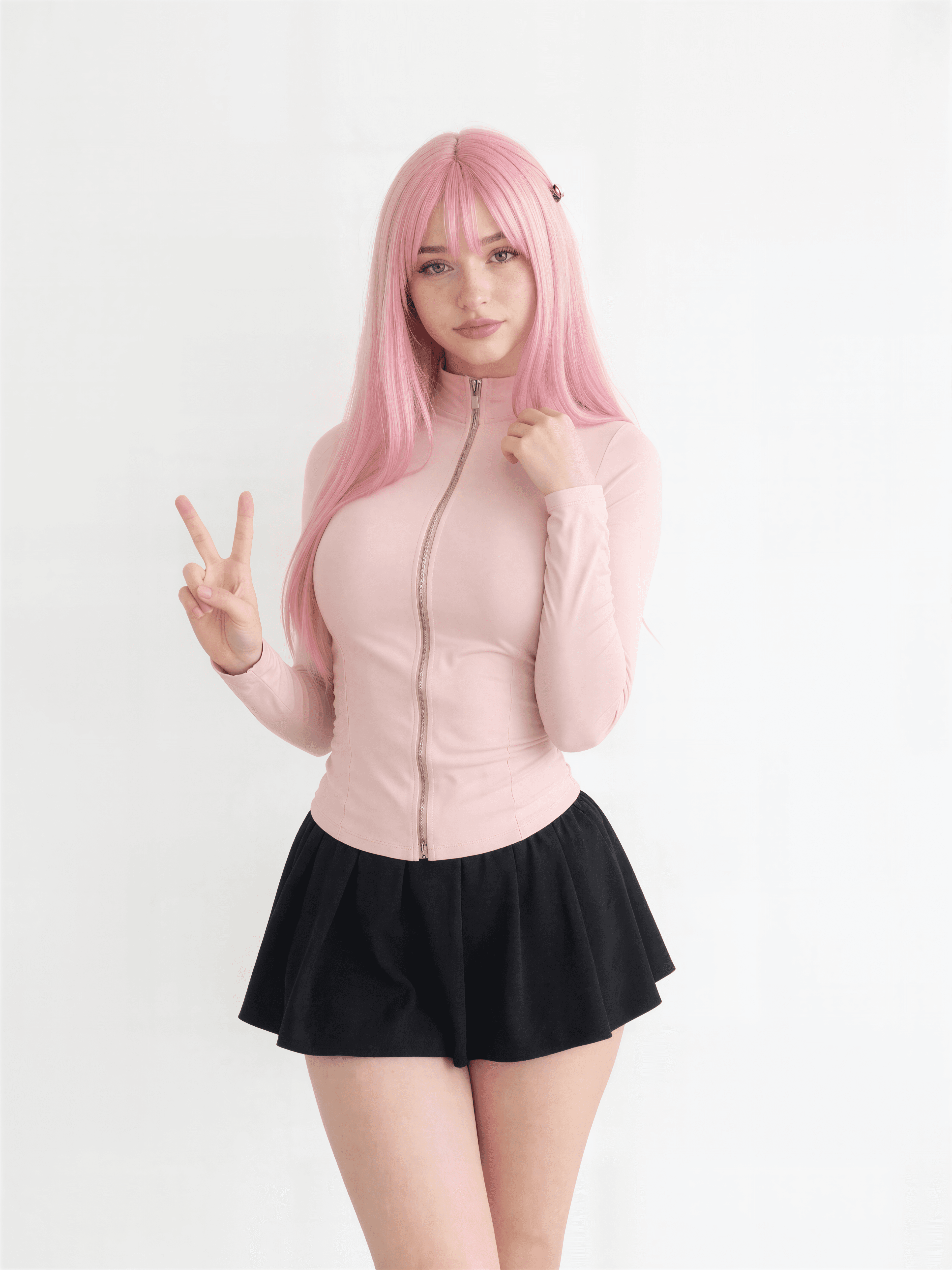 Feeling pink and playful today! 💕✨ Peace out from your favorite cosplay queen, Natalie Brooks. Who's ready for some fun vibes? #CosplayLife #PinkPower #NatalieBrooks